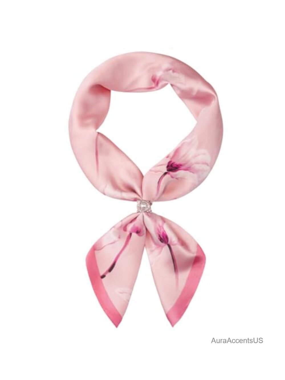 27.5 in Square Satin Bandana Scarf for Women with Scarf Ring